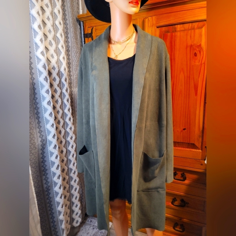 Stylish‎ Green Open-Front Cardigan